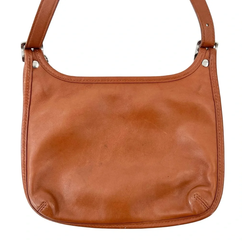 COACH 9132 Vintage Brown Small Leather Hippie Flap Crossbody Bag